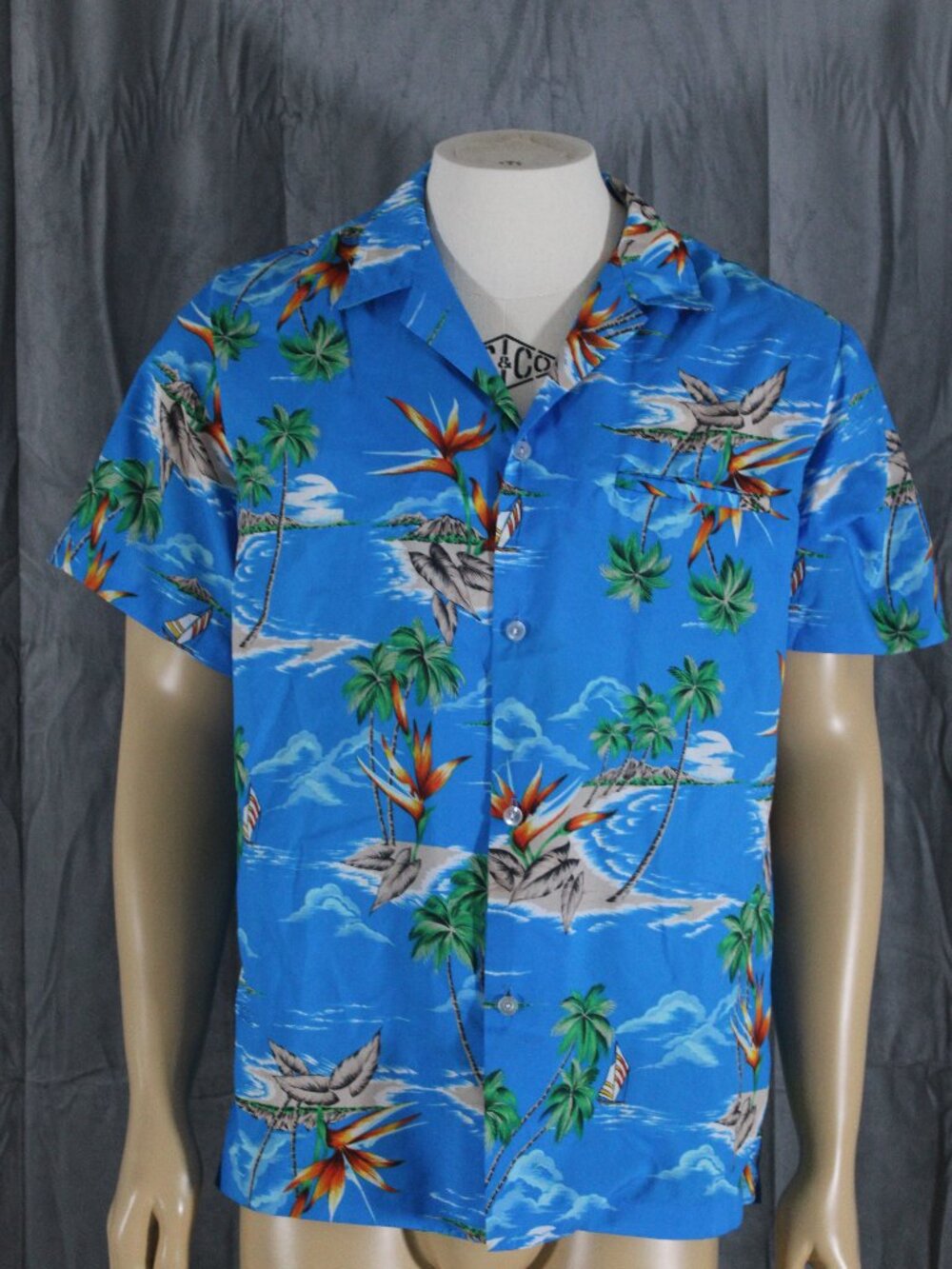 Vintage Hawaiian Shirt - Island Spike Flower Pattern Kai Nani - Men's Large